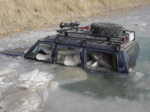 Jeep Cherokee in Icy Water