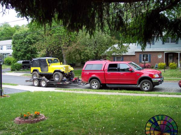 Towing a Jeep on a Trailer